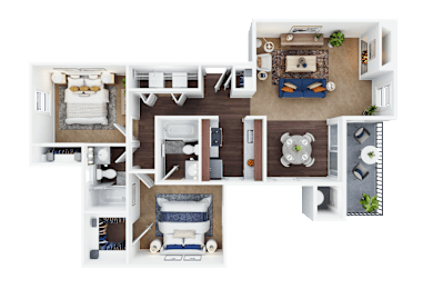 Meridian floor plan 2 bed 2 bath 938-956 sq. ft. at Folsom Ranch, Folsom, CA, 95630